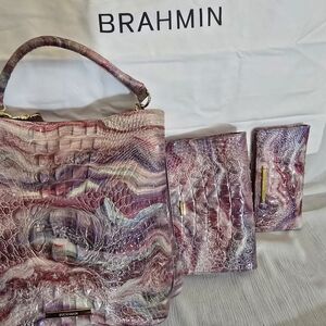 Brahmin Purple and Pink Shoulder Bag Set